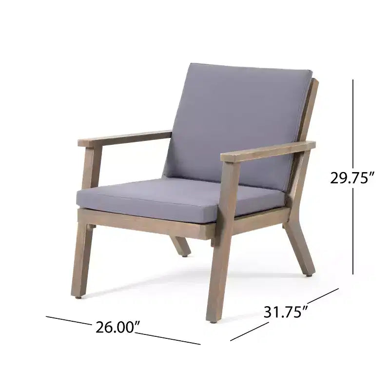 GDFStudio Avacyn Outdoor Acacia Wood Club Chairs with Cushions (Set of 2)