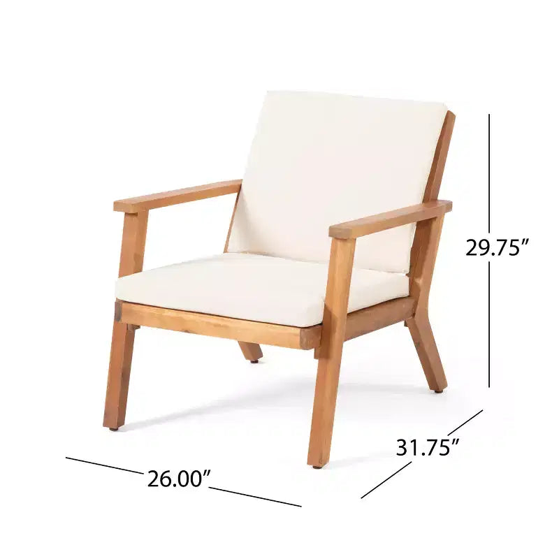 GDFStudio Avacyn Outdoor Acacia Wood Club Chairs with Cushions (Set of 2)