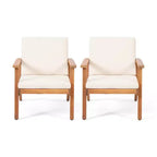 GDFStudio Avacyn Outdoor Acacia Wood Club Chairs with Cushions (Set of 2)
