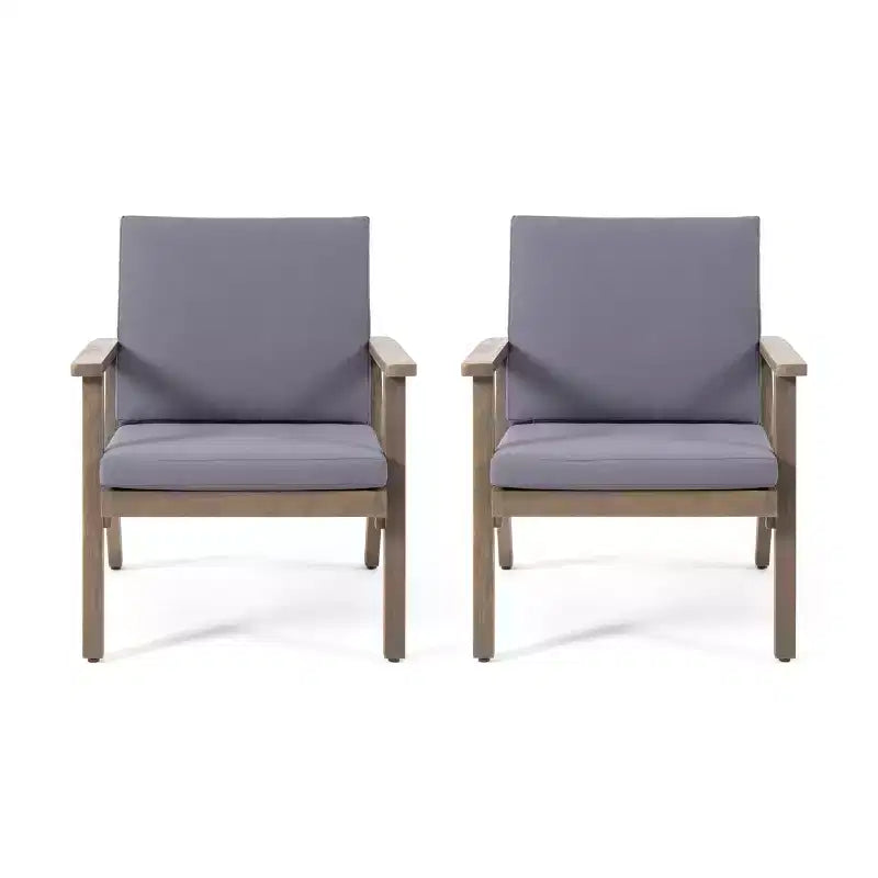 GDFStudio Avacyn Sedie Club da Esterno in Legno di Acacia con Cuscini (Set di 2)