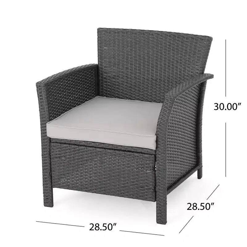 Christopher Knight Home Lucia Sedie club da esterno in vimini con cuscini (set da 2), grigio/grigio chiaro
