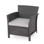 Christopher Knight Home Lucia Sedie club da esterno in vimini con cuscini (set da 2), grigio/grigio chiaro
