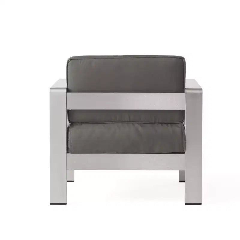 Christopher Knight Home Cape Coral Outdoor Aluminum Club Chair with Cushions, Silver/Khaki