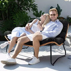 Crestlive Products Divanetto da esterni in rattan resistente alle intemperie con morbidi cuscini per balcone e bordo piscina