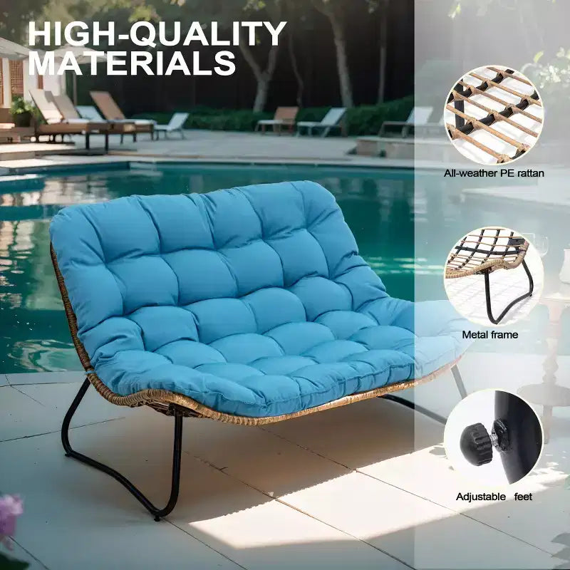 Crestlive Products Divanetto da esterni in rattan resistente alle intemperie con morbidi cuscini per balcone e bordo piscina