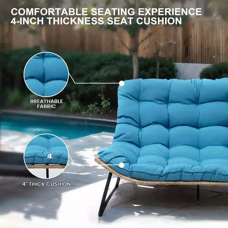 Crestlive Products Divanetto da esterni in rattan resistente alle intemperie con morbidi cuscini per balcone e bordo piscina