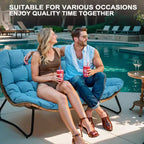 Crestlive Products Divanetto da esterni in rattan resistente alle intemperie con morbidi cuscini per balcone e bordo piscina