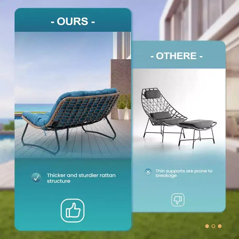 Crestlive Products Divanetto da esterni in rattan resistente alle intemperie con morbidi cuscini per balcone e bordo piscina