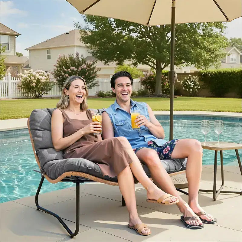 Crestlive Products Divanetto da esterni in rattan resistente alle intemperie con morbidi cuscini per balcone e bordo piscina