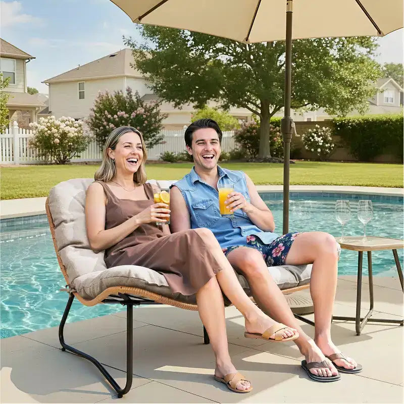 Crestlive Products Divanetto da esterni in rattan resistente alle intemperie con morbidi cuscini per balcone e bordo piscina