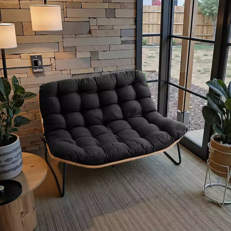 Crestlive Products Divanetto da esterni in rattan resistente alle intemperie con morbidi cuscini per balcone e bordo piscina