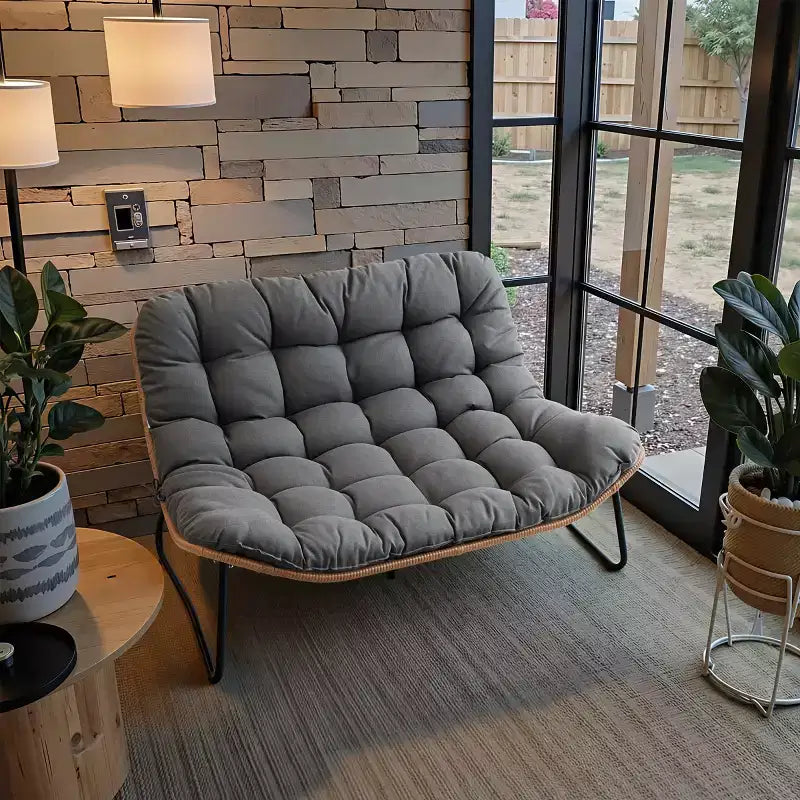 Crestlive Products Divanetto da esterni in rattan resistente alle intemperie con morbidi cuscini per balcone e bordo piscina