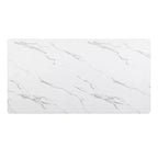 Luxury Faux Marble Top Column Base Dining Table Rectangular Metal Frame in White for Kitchen Seats of 6 - Morden Fort