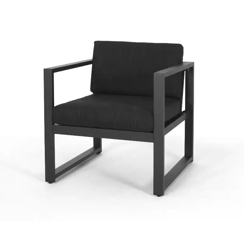 Christopher Knight Home Navan Modern Outdoor Aluminum Club Chair with Cushions, Black/Dark Gray