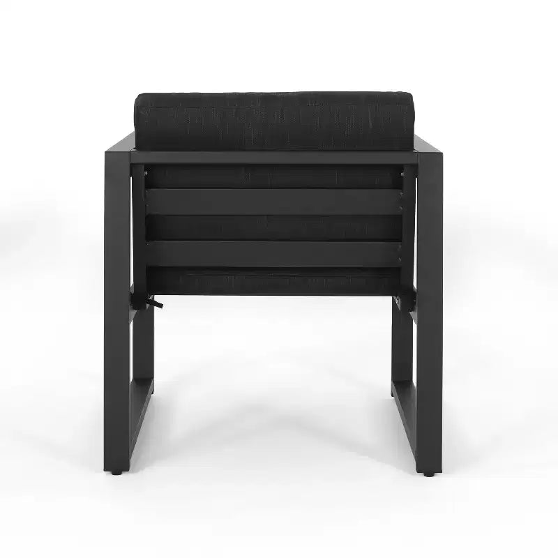 Christopher Knight Home Navan Modern Outdoor Aluminum Club Chair with Cushions, Black/Dark Gray