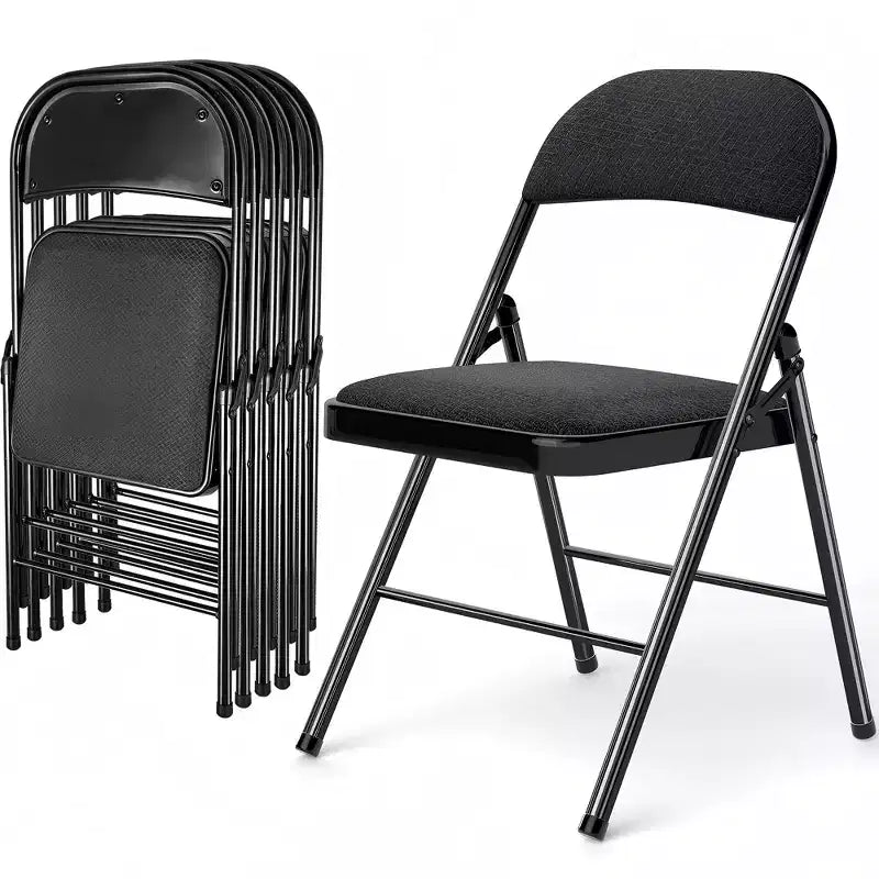 SUGIFT 6 Pack Folding Chairs Fabric Cover Padded Folding Chair with Durable Steel Frame