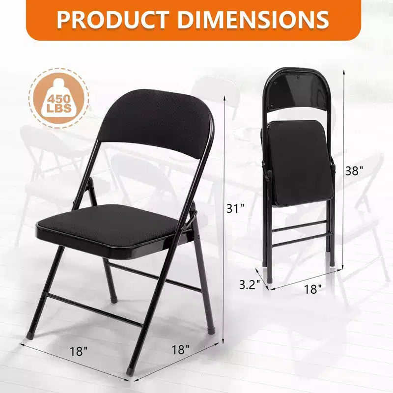 SUGIFT 6 Pack Folding Chairs Fabric Cover Padded Folding Chair with Durable Steel Frame