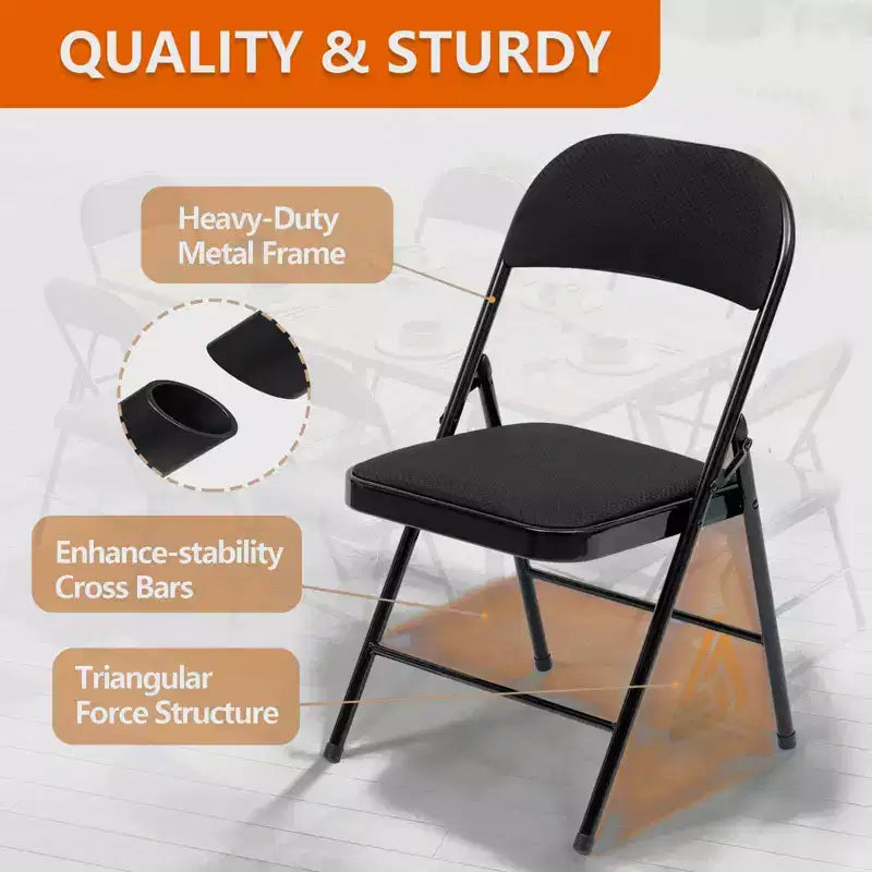SUGIFT 6 Pack Folding Chairs Fabric Cover Padded Folding Chair with Durable Steel Frame