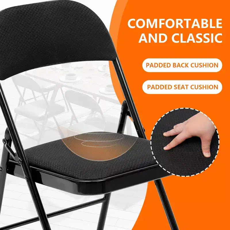 SUGIFT 6 Pack Folding Chairs Fabric Cover Padded Folding Chair with Durable Steel Frame