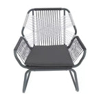 Christopher Knight Home Idaho Outdoor Rope and Steel Club Chairs with Cushion (Set of 2), Gray/White