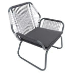 Christopher Knight Home Idaho Outdoor Rope and Steel Club Chairs with Cushion (Set of 2), Gray/White