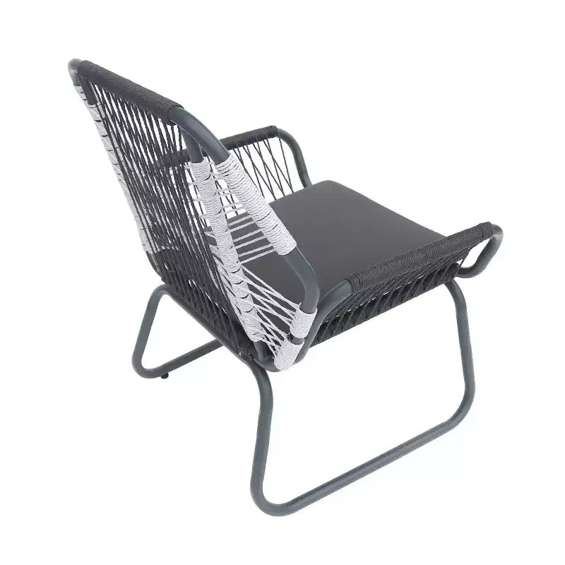 Christopher Knight Home Idaho Outdoor Rope and Steel Club Chairs with Cushion (Set of 2), Gray/White
