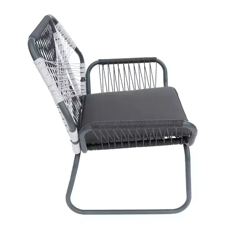 Christopher Knight Home Idaho Outdoor Rope and Steel Club Chairs with Cushion (Set of 2), Gray/White