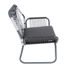 Christopher Knight Home Idaho Outdoor Rope and Steel Club Chairs with Cushion (Set of 2), Gray/White