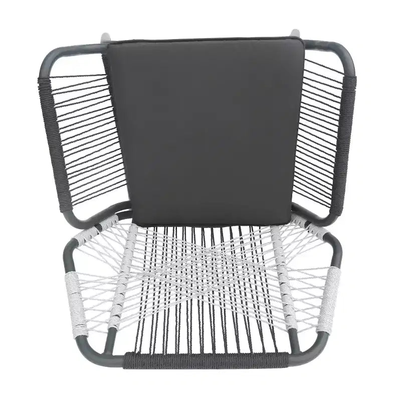 Christopher Knight Home Idaho Outdoor Rope and Steel Club Chairs with Cushion (Set of 2), Gray/White
