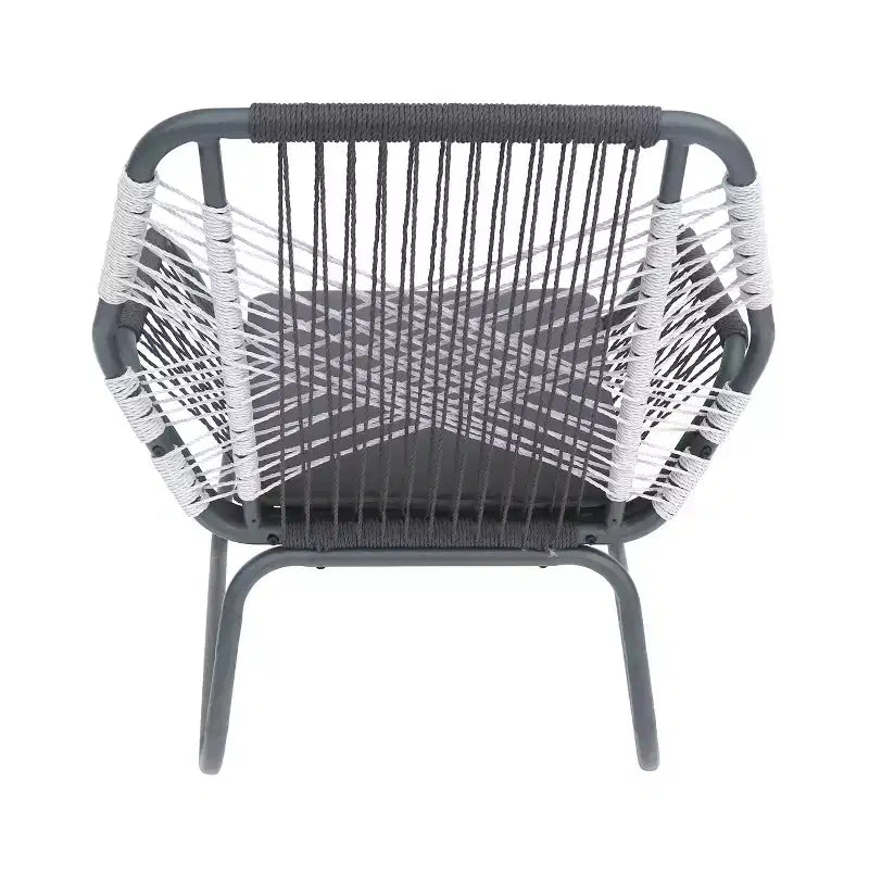 Christopher Knight Home Idaho Outdoor Rope and Steel Club Chairs with Cushion (Set of 2), Gray/White