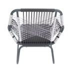 Christopher Knight Home Idaho Outdoor Rope and Steel Club Chairs with Cushion (Set of 2), Gray/White