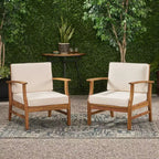 Christopher Knight Home Abena Outdoor Acacia Wood Club Chairs with Cushions(Set of 2)
