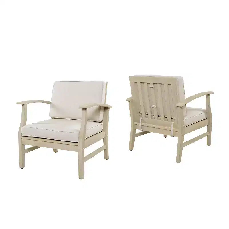 Christopher Knight Home Abena Outdoor Acacia Wood Club Chairs with Cushions(Set of 2)