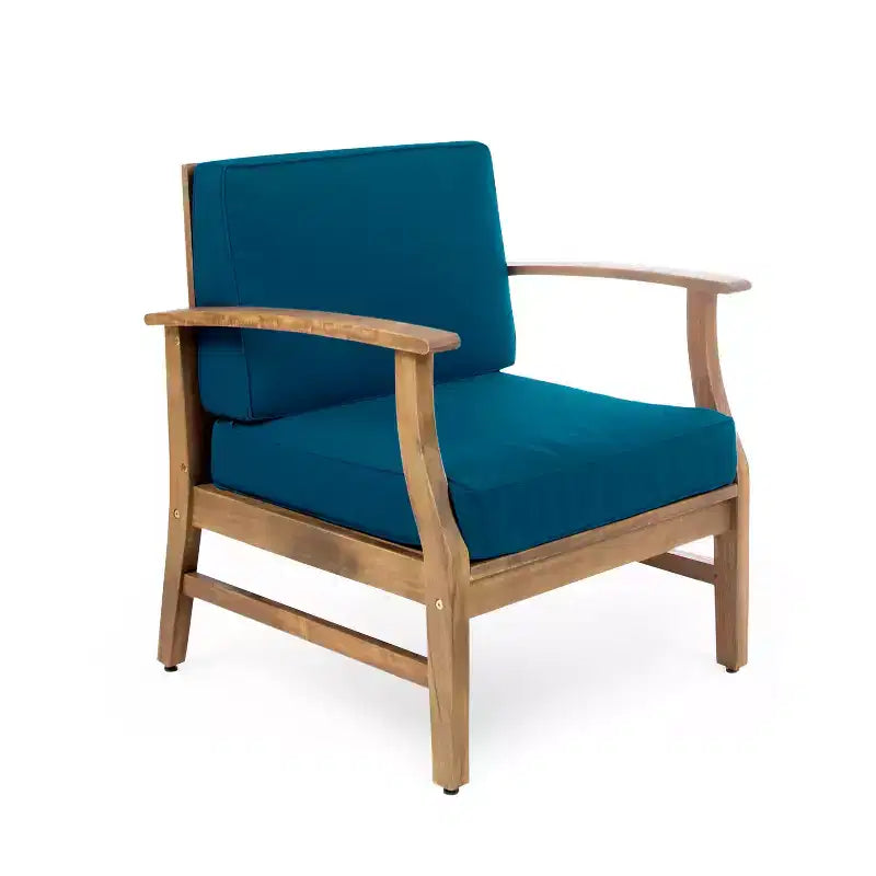 Christopher Knight Home Abena Outdoor Acacia Wood Club Chairs with Cushions(Set of 2)