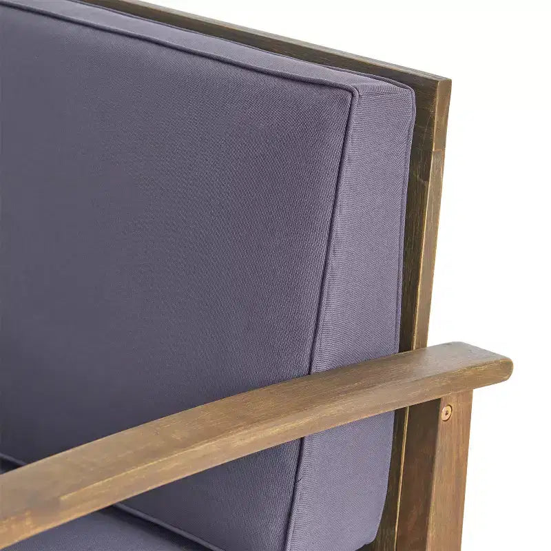 GDFStudio Abena - Sedie da club per esterni in legno di acacia con cuscini (set da 4)