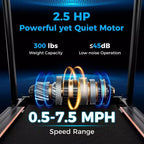 Tapis roulant elettrico Costway da 2,5 HP con corrimano lunghi per anziani, sensori di pulsazioni, display a LED