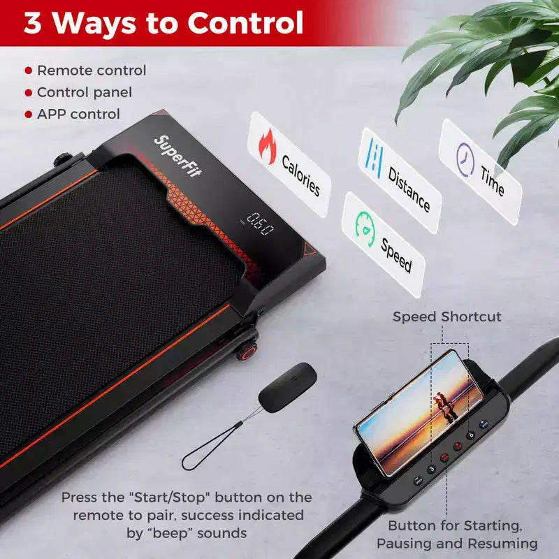 Costway Tapis Roulant Pieghevole 3 in 1 con Telecomando, Display a LED e APP per Casa Rosso/Blu