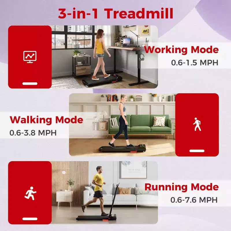 Costway Tapis Roulant Pieghevole 3 in 1 con Telecomando, Display a LED e APP per Casa Rosso/Blu