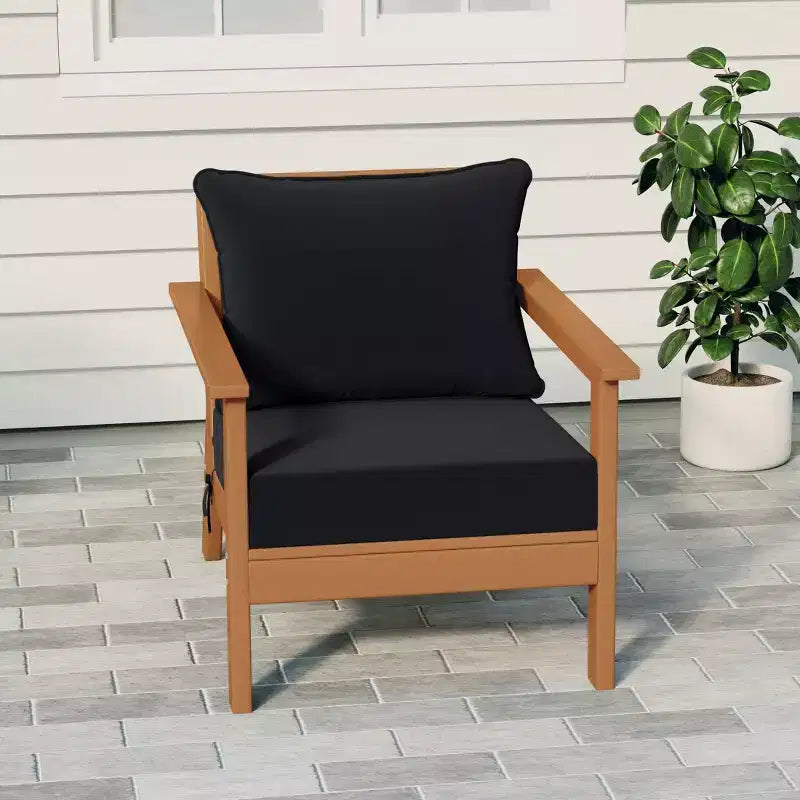 WestinTrends Avalon Teak Outdoor Modern HDPE Patio Club Chair with Deep Seat Cushions