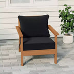 WestinTrends Avalon Teak Outdoor Modern HDPE Patio Club Chair with Deep Seat Cushions