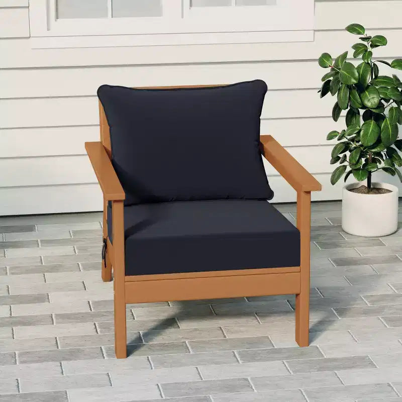 WestinTrends Avalon Teak Outdoor Modern HDPE Patio Club Chair with Deep Seat Cushions