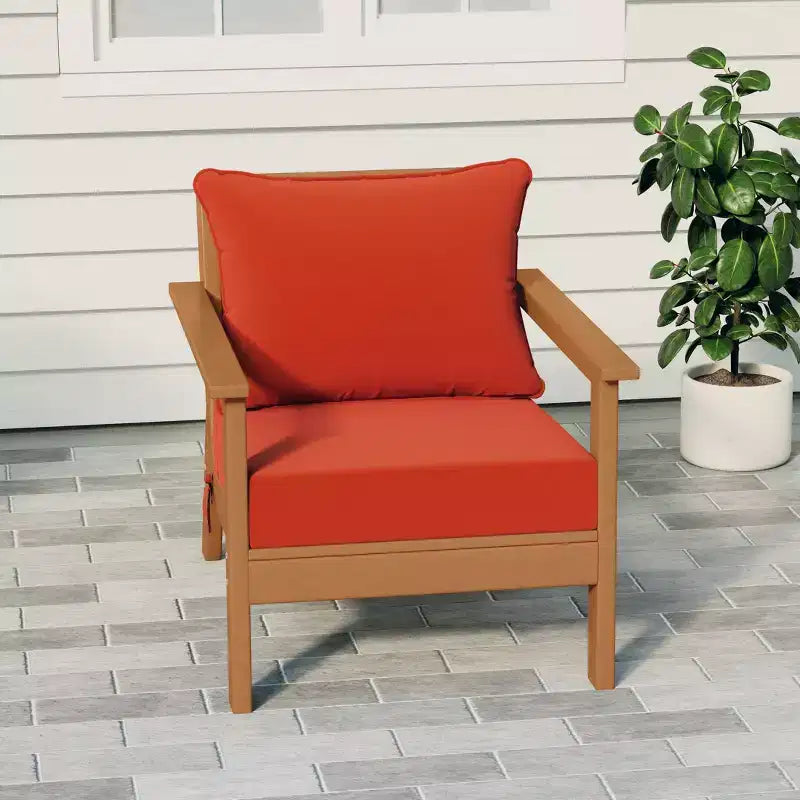 WestinTrends Avalon Teak Outdoor Modern HDPE Patio Club Chair with Deep Seat Cushions