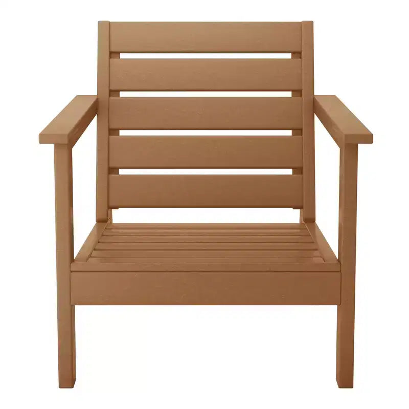 WestinTrends Avalon Teak Outdoor Modern HDPE Patio Club Chair with Deep Seat Cushions