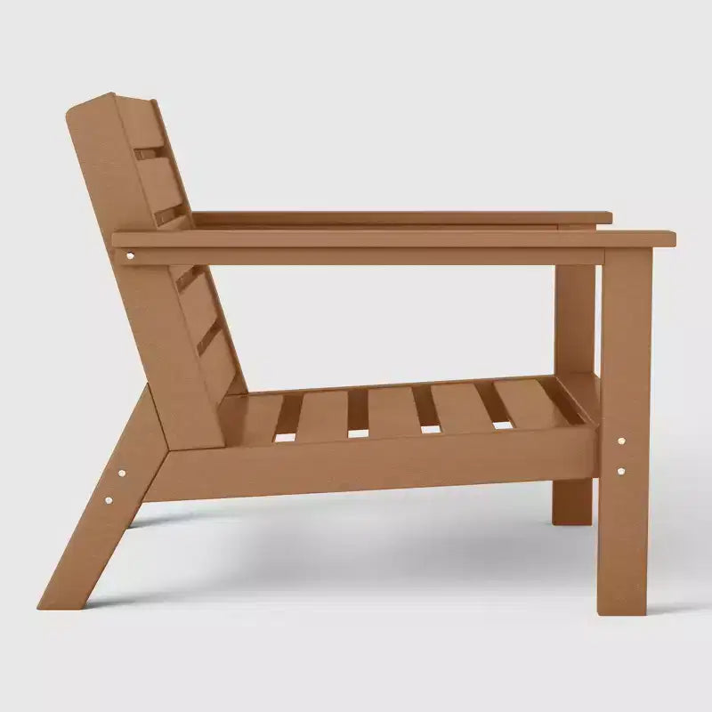 WestinTrends Avalon Teak Outdoor Modern HDPE Patio Club Chair with Deep Seat Cushions