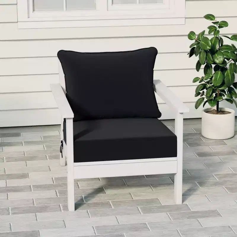 WestinTrends Avalon White Outdoor Modern HDPE Patio Club Chair with Deep Seat Cushions