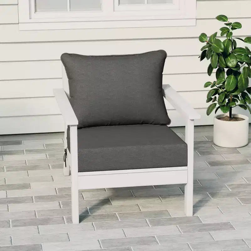 WestinTrends Avalon White Outdoor Modern HDPE Patio Club Chair with Deep Seat Cushions