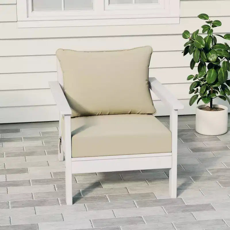 WestinTrends Avalon White Outdoor Modern HDPE Patio Club Chair with Deep Seat Cushions