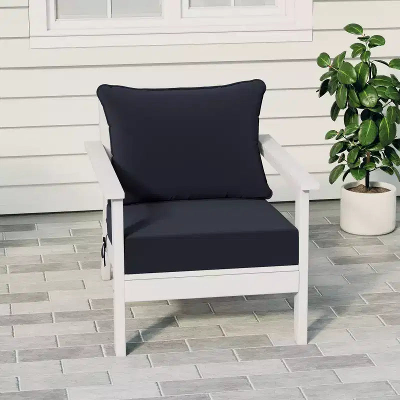 WestinTrends Avalon White Outdoor Modern HDPE Patio Club Chair with Deep Seat Cushions