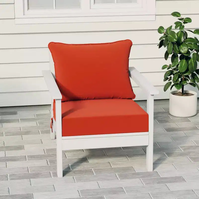 WestinTrends Avalon White Outdoor Modern HDPE Patio Club Chair with Deep Seat Cushions
