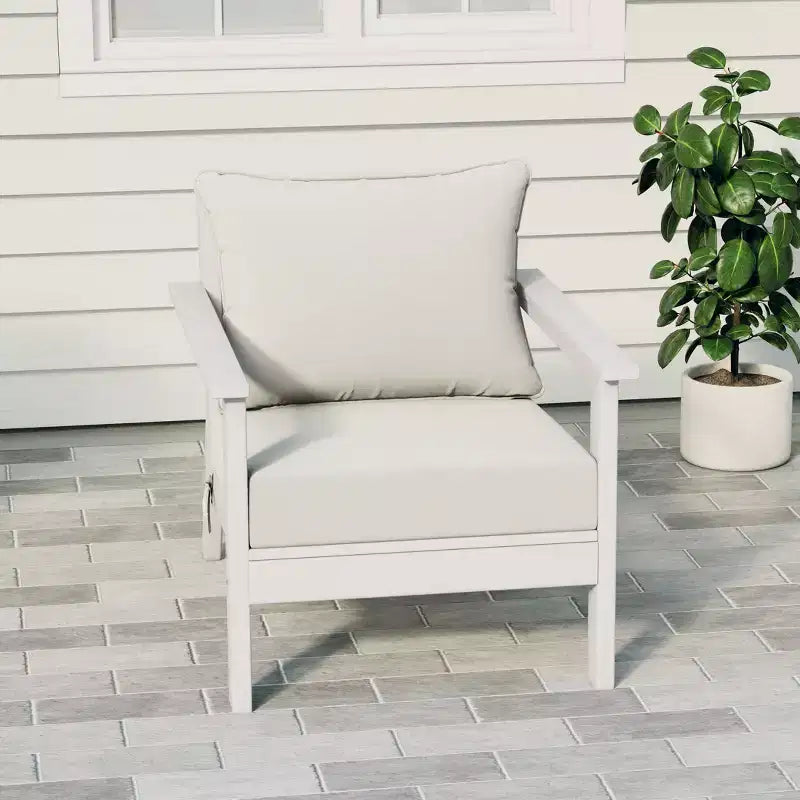 WestinTrends Avalon White Outdoor Modern HDPE Patio Club Chair with Deep Seat Cushions